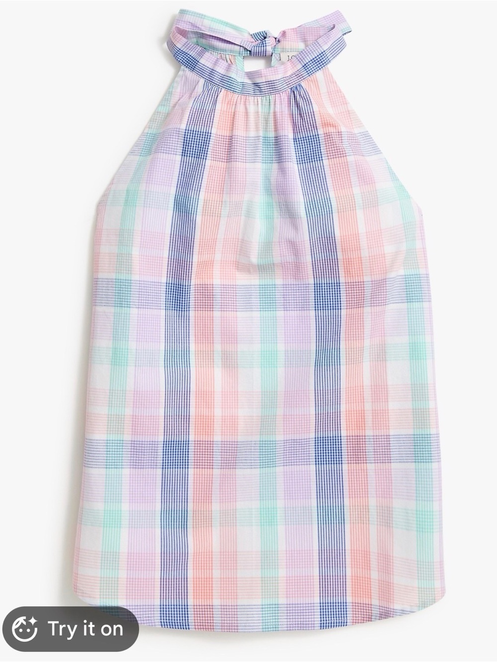 J Crew Summer Pastel Plaid Bow Back Top Medium NWT
